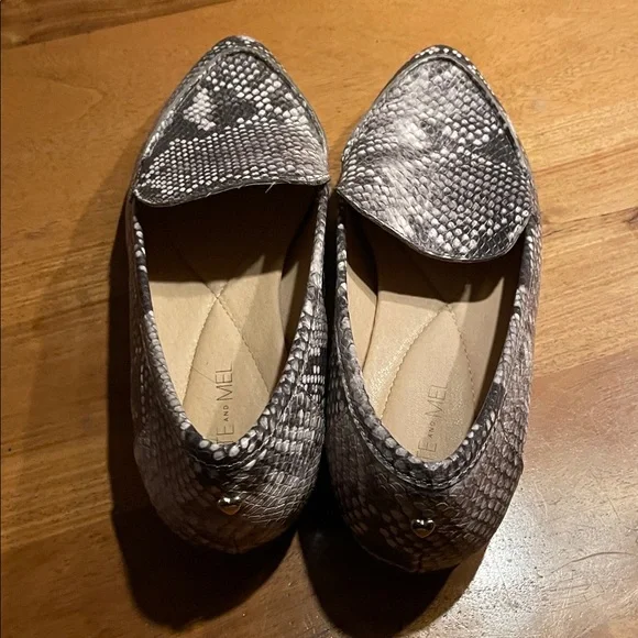 Kate and Mel Leather Python Pointed Toe Flats - Picture 2 of 6